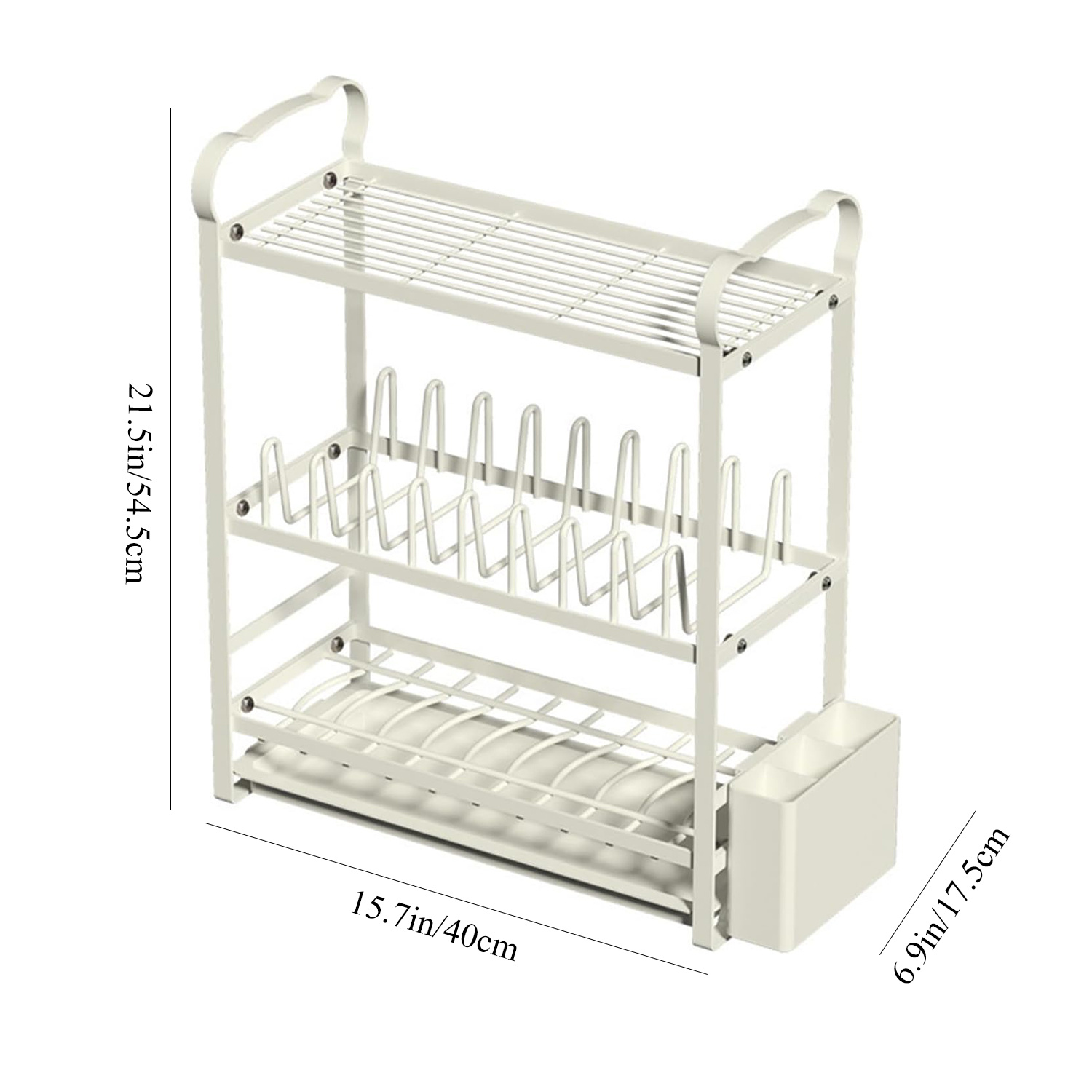 3 Tier Dish Rack, Countertop Drying Dish Tray Drainer, Multi-Functional Chopsticks Rack Storage Rack, Removable Drainer Tray details 0