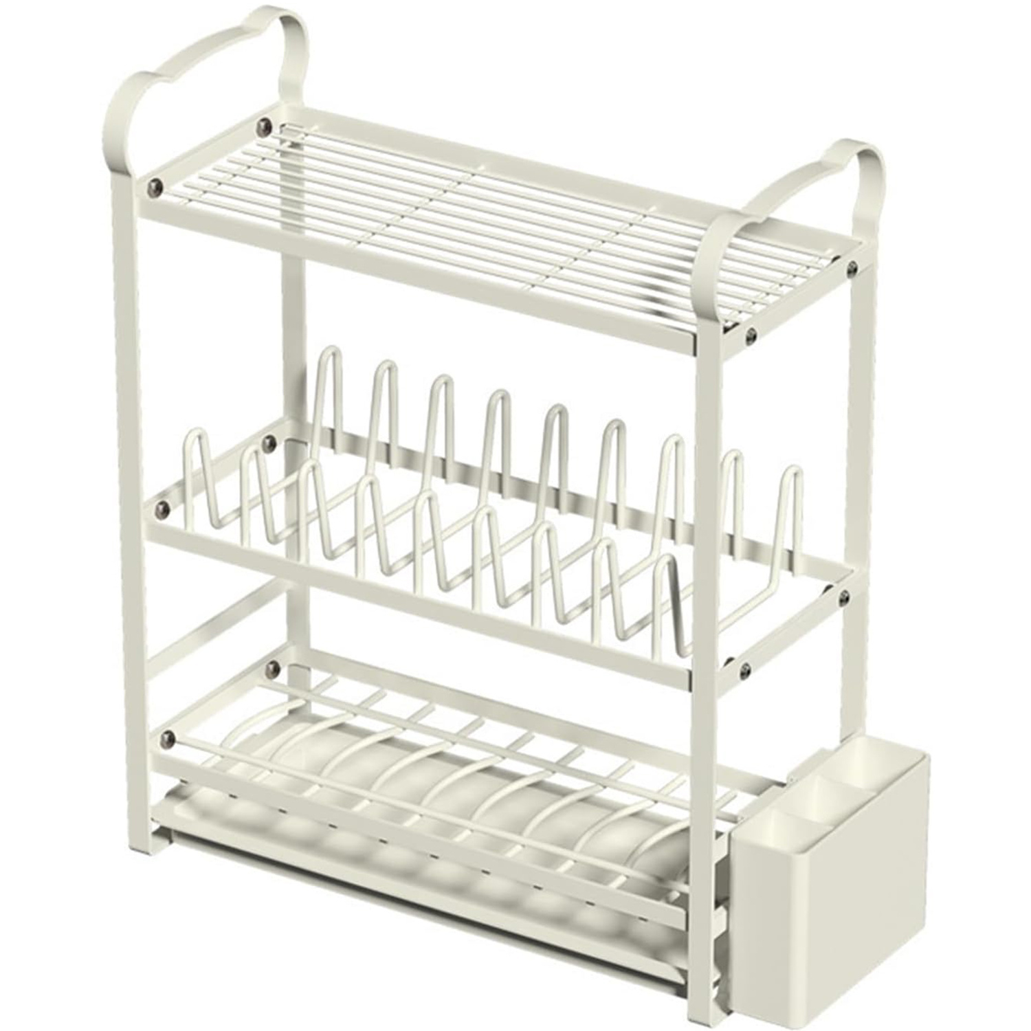 3 Tier Dish Rack, Countertop Drying Dish Tray Drainer, Multi-Functional Chopsticks Rack Storage Rack, Removable Drainer Tray details 3