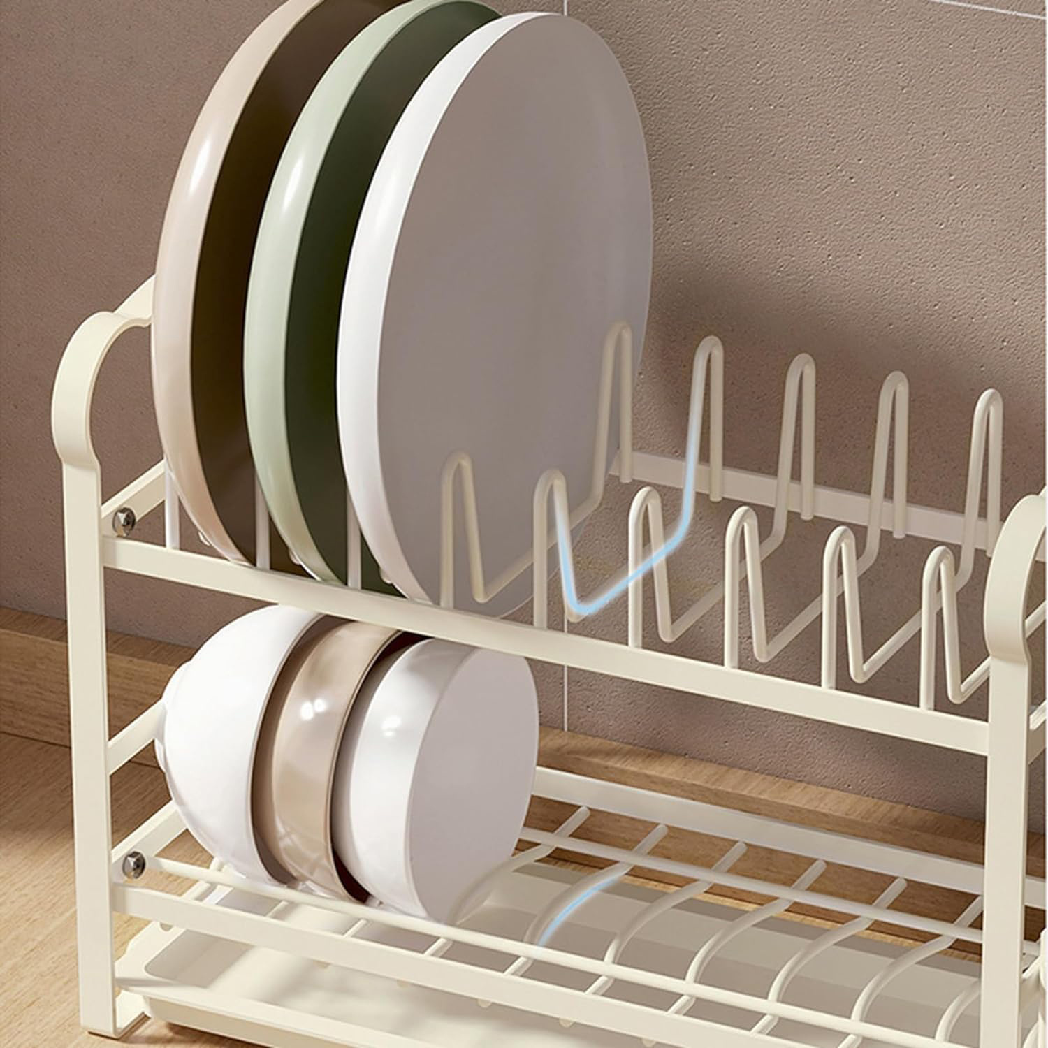 3 Tier Dish Rack, Countertop Drying Dish Tray Drainer, Multi-Functional Chopsticks Rack Storage Rack, Removable Drainer Tray details 6