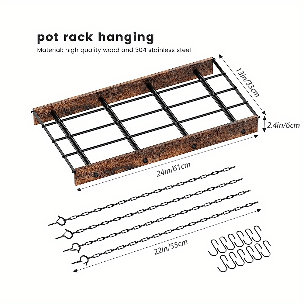 1 one pot hanging rack kitchen ceiling pot rack ceiling bracket storage rack pot hanging rack ceiling bracket 2 ceiling pot rack with 12 one hooks pot rack made of wood and iron black home organization and storage kitchen accessories details 5