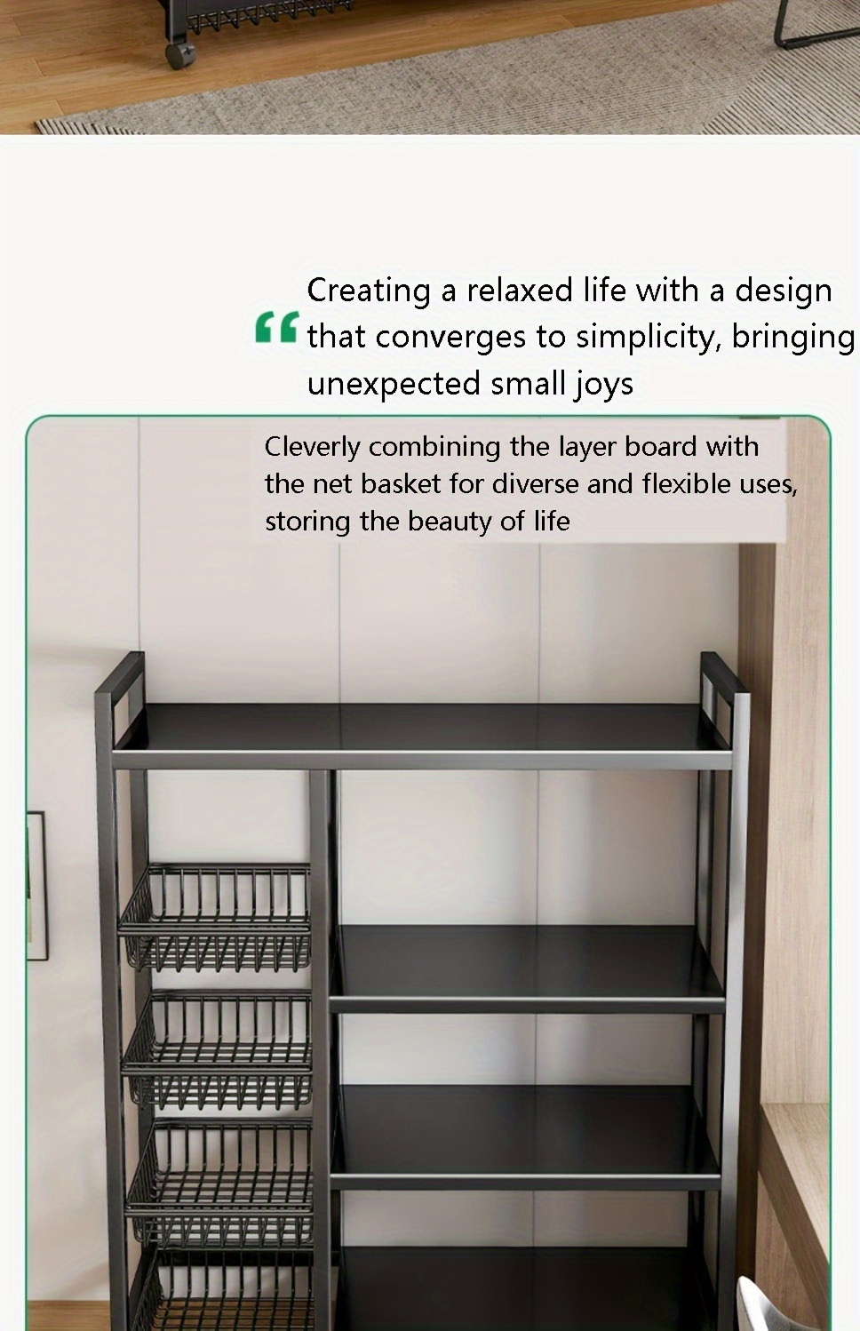 1 movable kitchen shelf floor multi level living room simple display cabinet miscellaneous rack suitable for use in kitchen bedroom and store shelves details 1