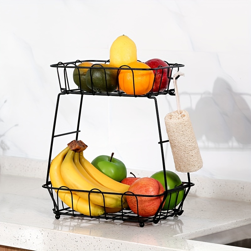 simple vertical fruit tray kitchen storage rack iron details 0