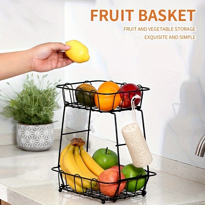 simple vertical fruit tray kitchen storage rack iron details 1