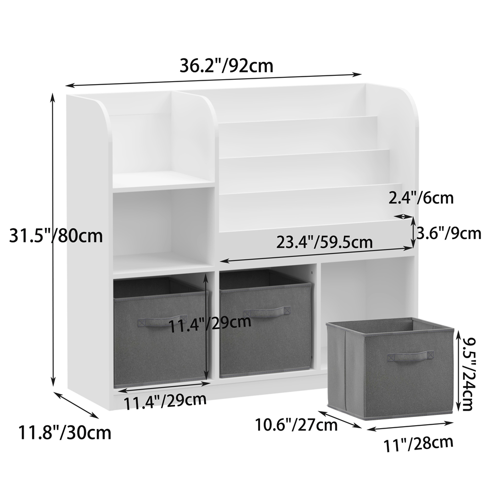 storage cabinet with 3 drawers bedroom nightstand living room toy storage cabinet storage display rack toy box book display rack toy house bookcase bookcase suitable for bedroom living room game room etc white gray details 5