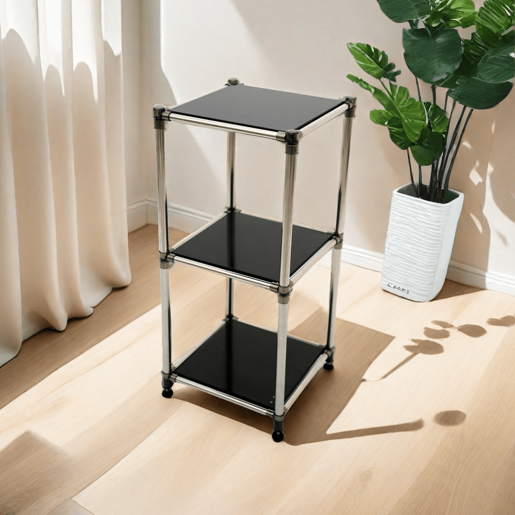 3 tier storage rack sturdy metal frame with adjustable shelves for home or office details 1