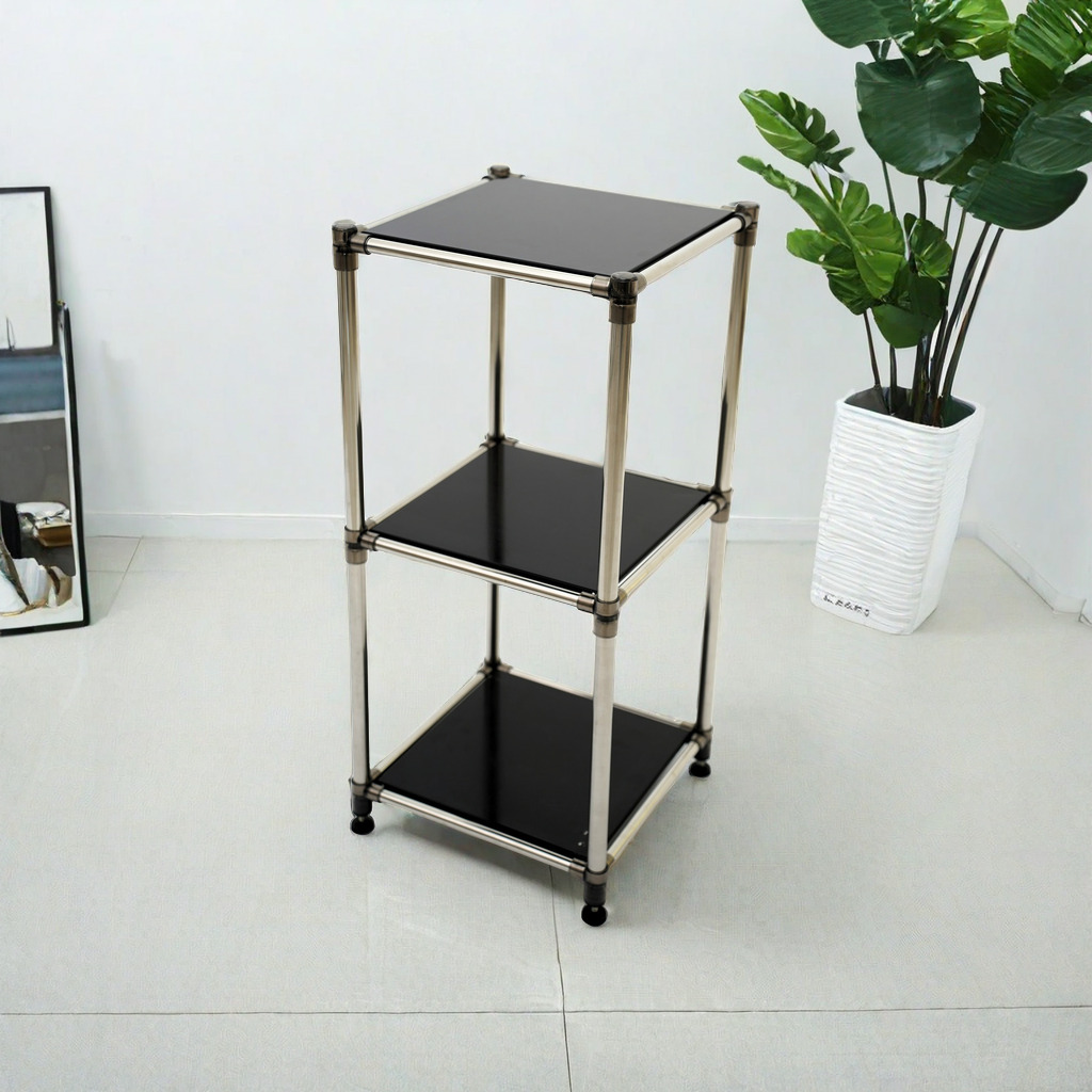 3 tier storage rack sturdy metal frame with adjustable shelves for home or office details 4