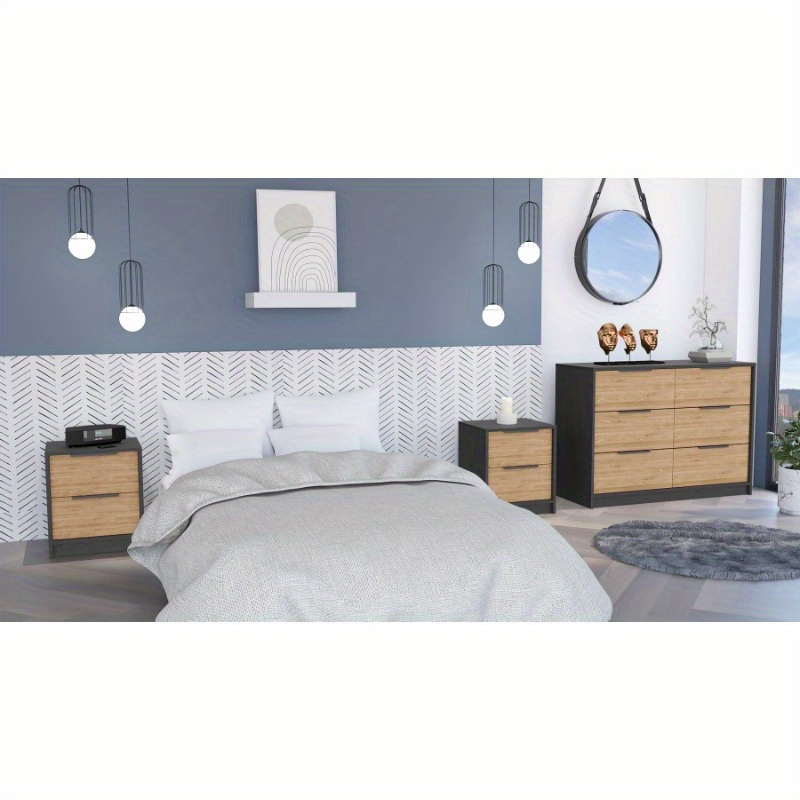 3 piece bedroom set two nightstands and dresser details 0