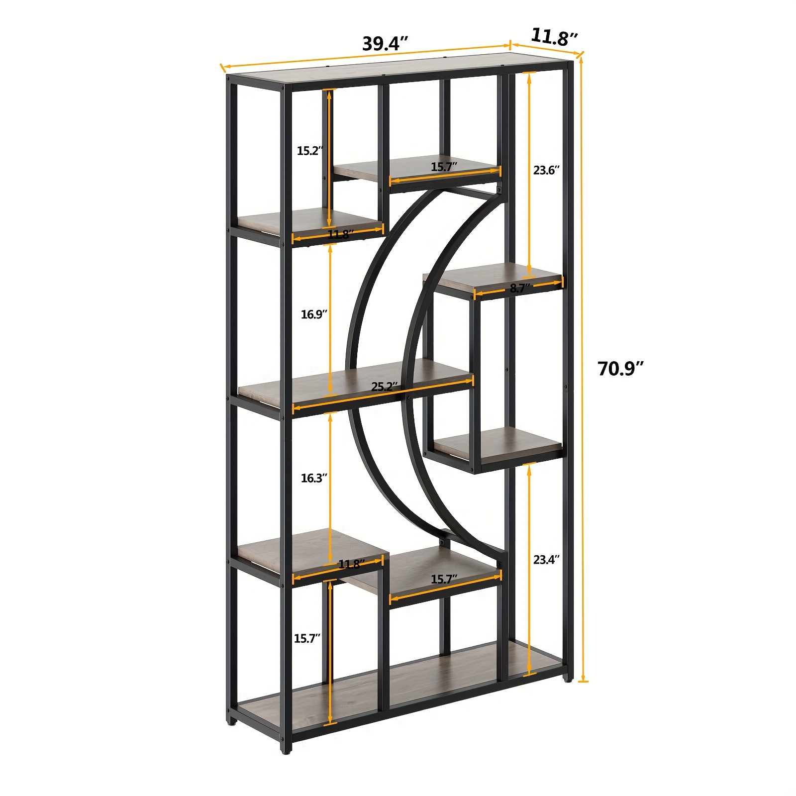 2x bookshelf 71inch 8 tier modern tall bookcase shelf storage organizer with metal frame book shelf for living room bedroom and home office details 1