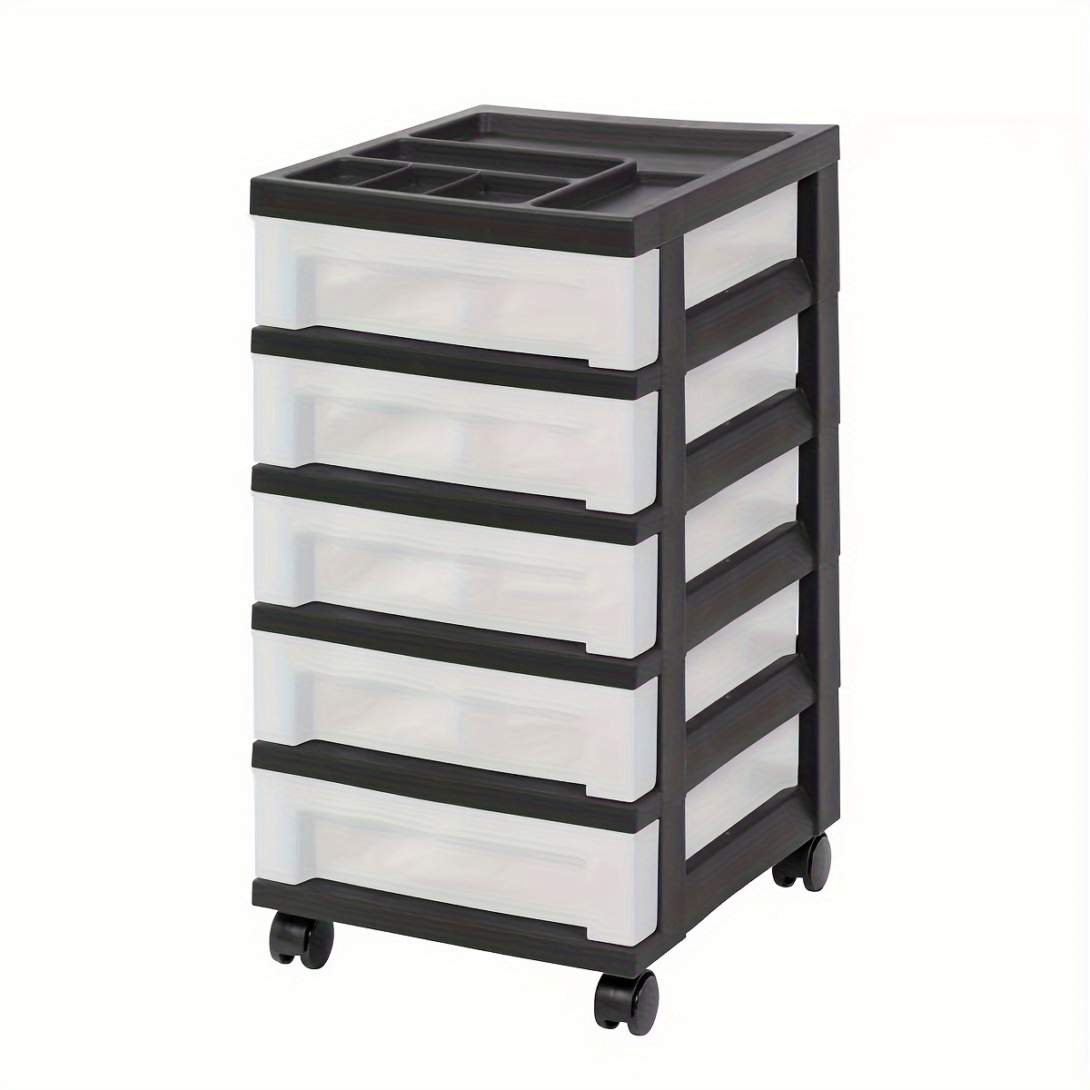 drawer style storage cart with black top organizer details 0