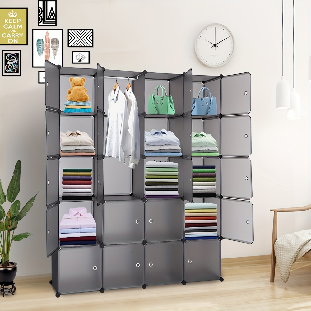 1pc   organizer stackable plastic cube storage shelves easy assembly stackable clothes storage shelf durable rack for sundries household storage organizer for rental house bedroom living room home dorm entryway details 0