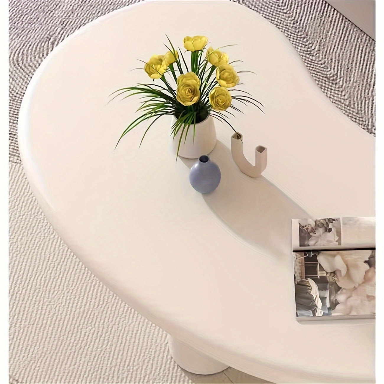 white coffee table modern oval coffee table small space modern coffee table living room dining table home office details 3