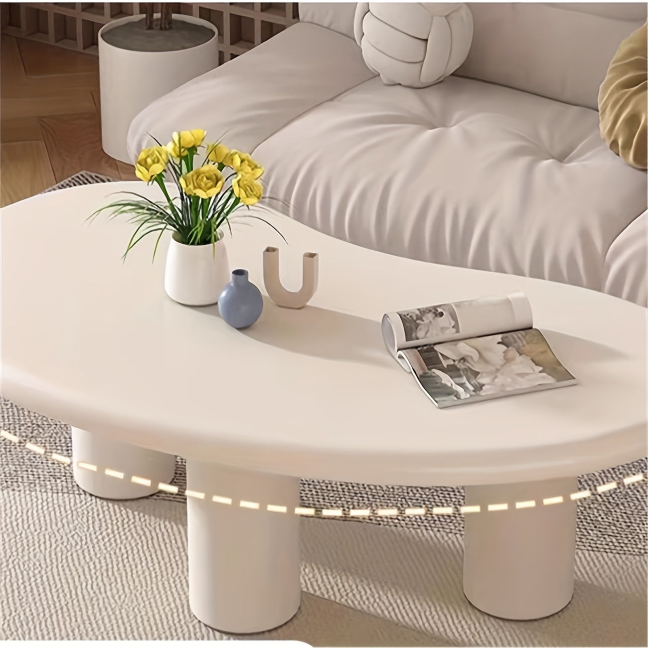 white coffee table modern oval coffee table small space modern coffee table living room dining table home office details 4