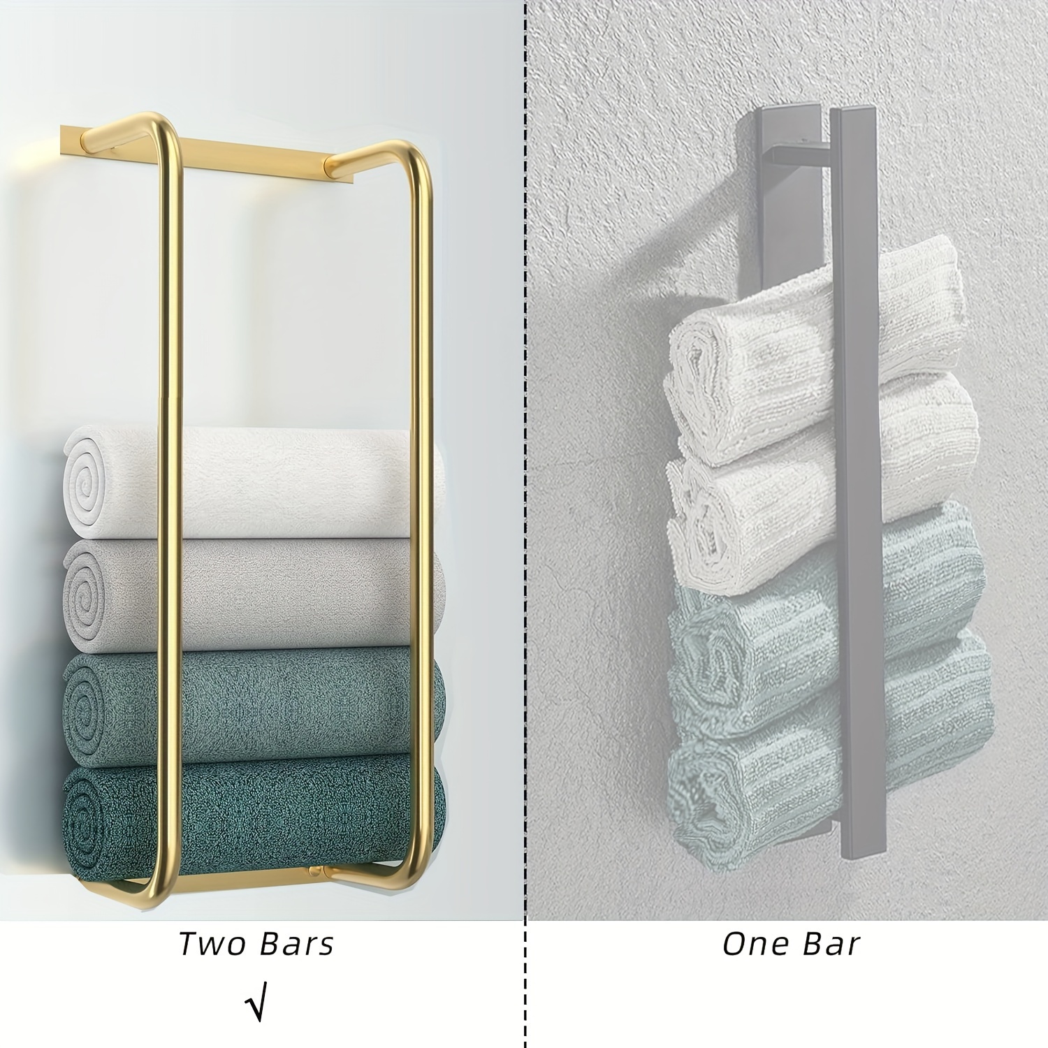 1pc towel rack for bathroom wall mounted rolled bath towel holder small space bathroom towel storage organizer bathroom accessories bathroom storage and organization details 1