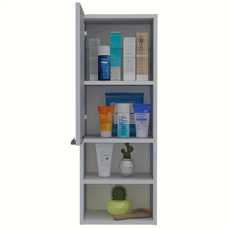 mila bathroom cabinet two internal shelves two external shelves single door white details 1