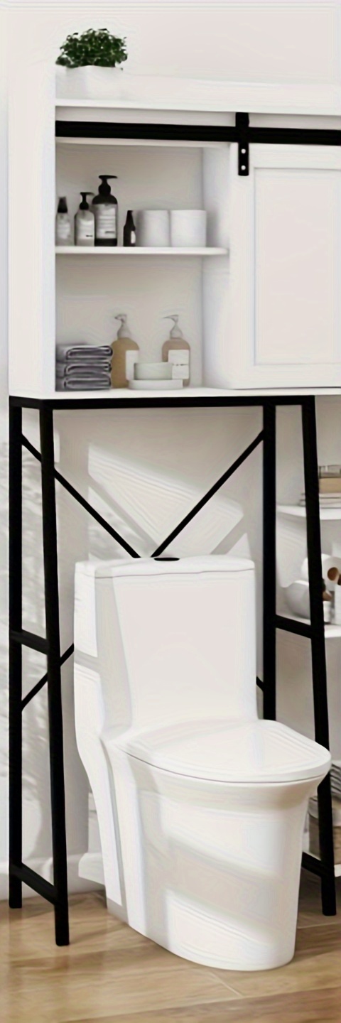 storage cabinets above the bathroom bathroom shelves above the bathroom with sliding barn doors adjustable shelves and side storage racks details 1