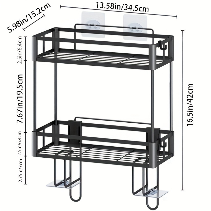 bathroom organizers and storage 2 tier over toilet storage bathroom storage with 2 hooks toilet paper holder wall mounted floating shelves furniture gifts for women mothers day black details 5