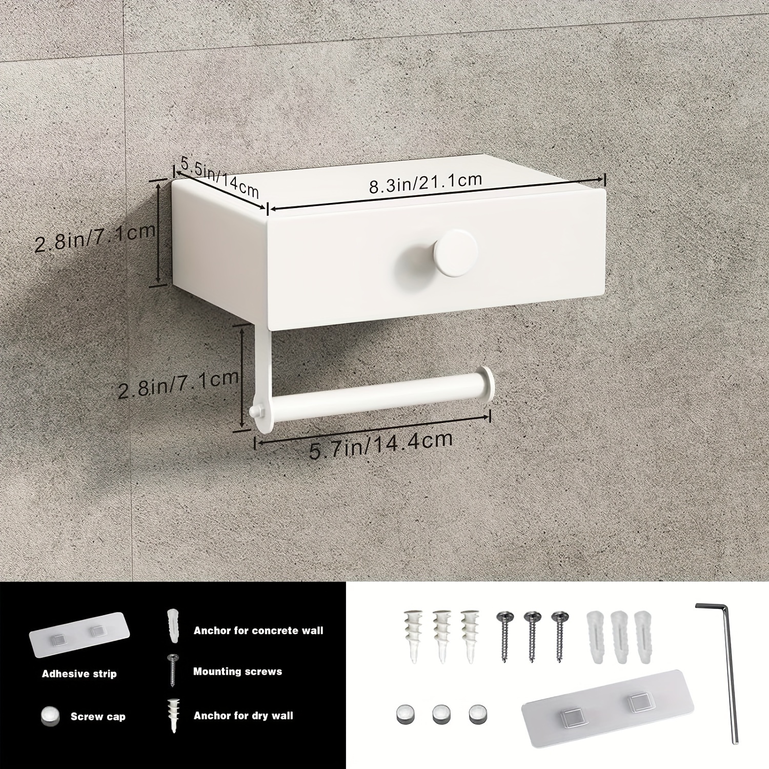 toilet paper holder with shelf toilet paper holder with storage wipes dispenser for bathroom toilet tissue holder white details 4